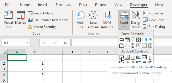 Cara menggunakan Active Controls di Excel